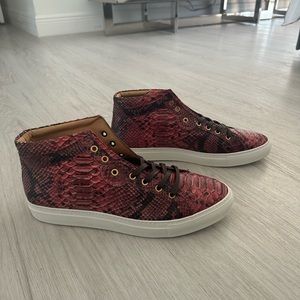 Men’s python leather high top sneakers